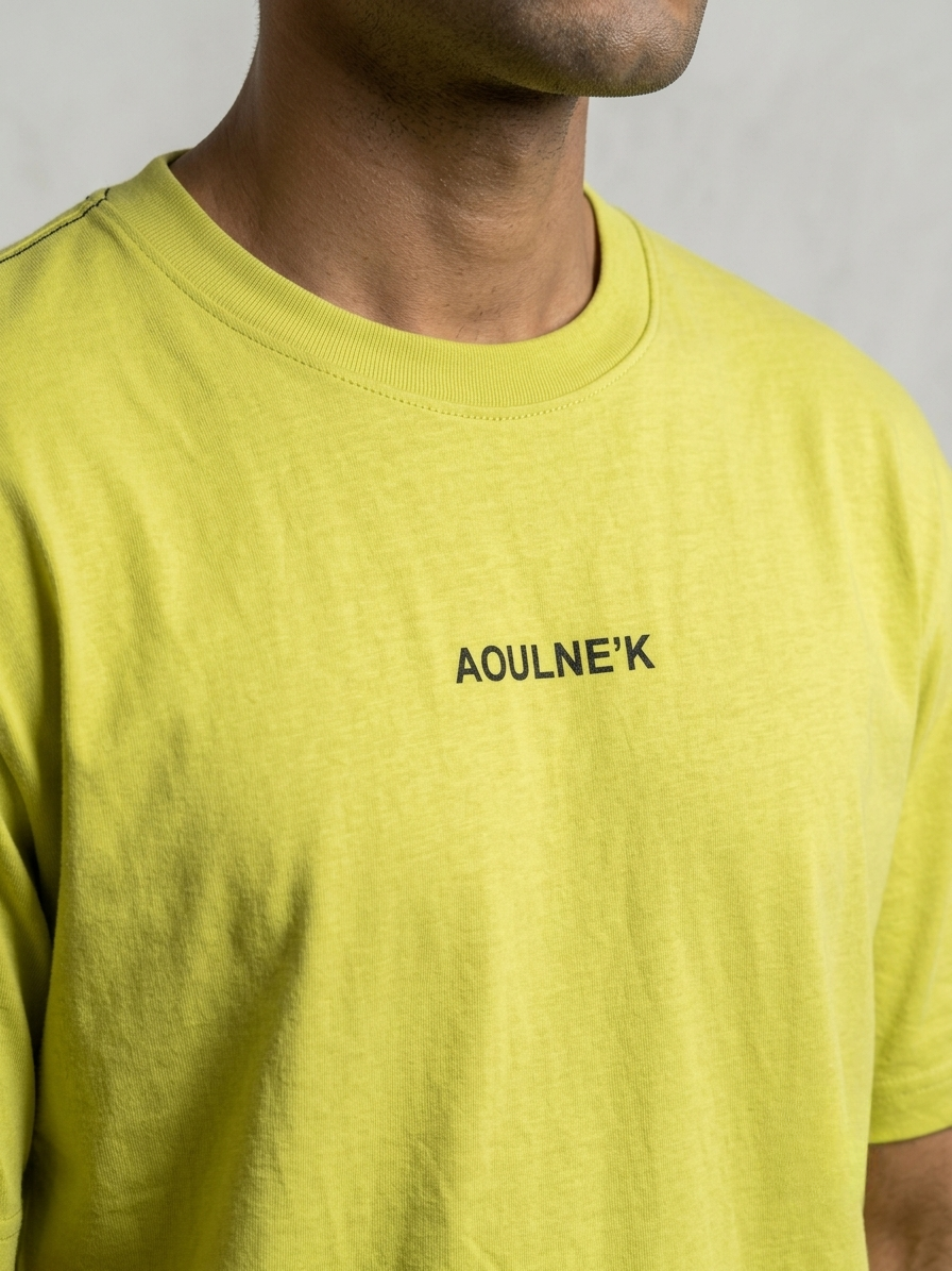 Aoulne’k Men’s Lime Yellow Solid Regular Fit T-Shirt