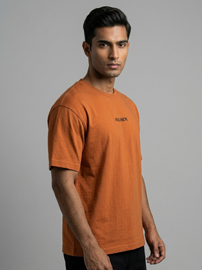 Aoulne’k Men’s Orange Solid Regular Fit T-Shirt