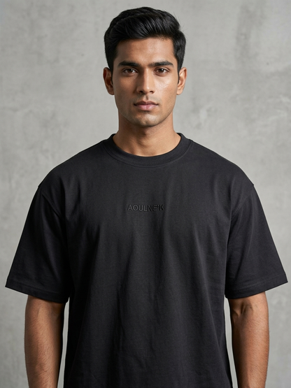 Aoulne’k Men’s Black Solid Regular Fit T-Shirt