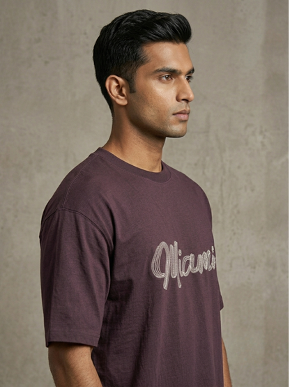 Miami Oversized T-Shirt for Men – Premium Embroidered Streetwear | Aoulne’k