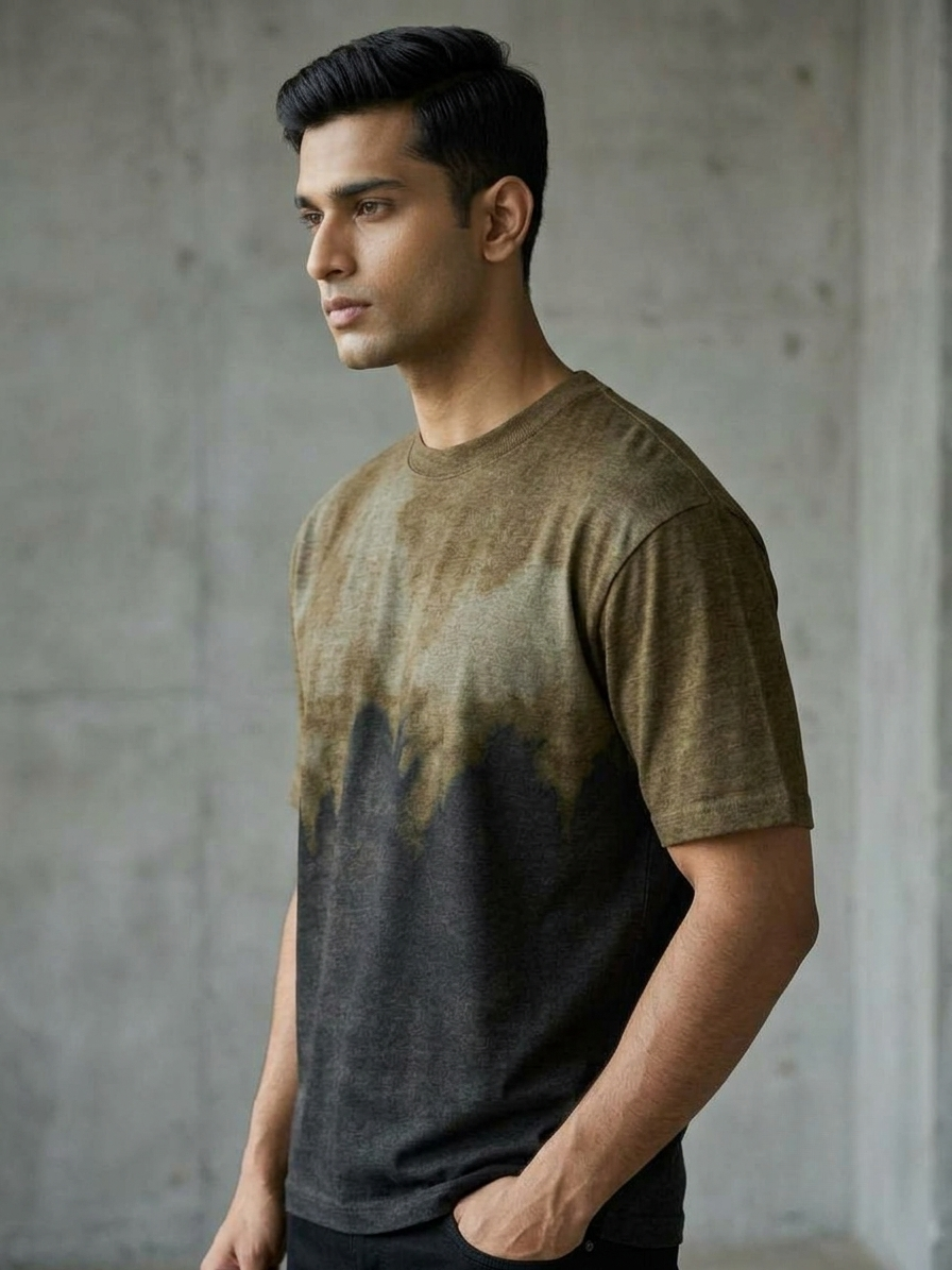 Aoulne’k Men’s Olive & Black Gradient T-Shirt