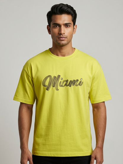 Miami Lime Oversized T-Shirt for Men – 100% Cotton Blend | Aoulne’k