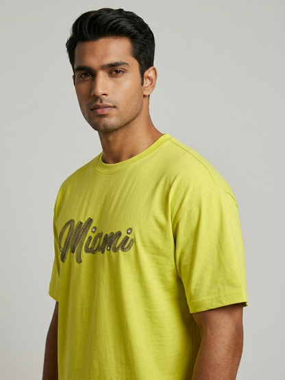 Miami Lime Oversized T-Shirt for Men – 100% Cotton Blend | Aoulne’k