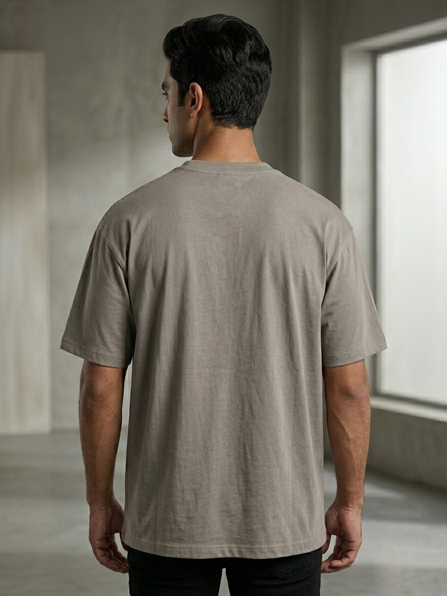 Miami Grey Oversized T-Shirt for Men – 100% Cotton Blend | Aoulne’k