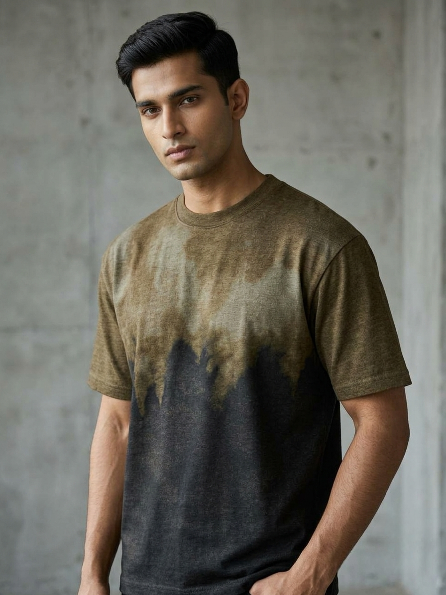 Aoulne’k Men’s Olive & Black Gradient T-Shirt