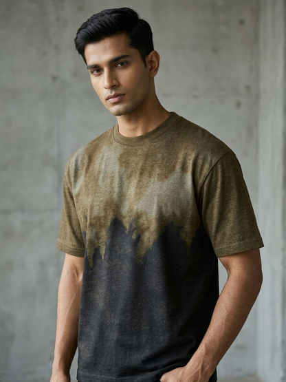 Aoulne’k Men’s Olive & Black Gradient T-Shirt