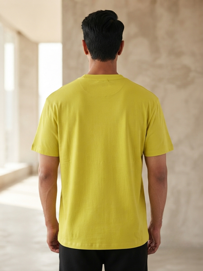 Men's Vibrant Yellow 'Fendi Roma' Graphic Relaxed Fit 100% Cotton T-Shirt