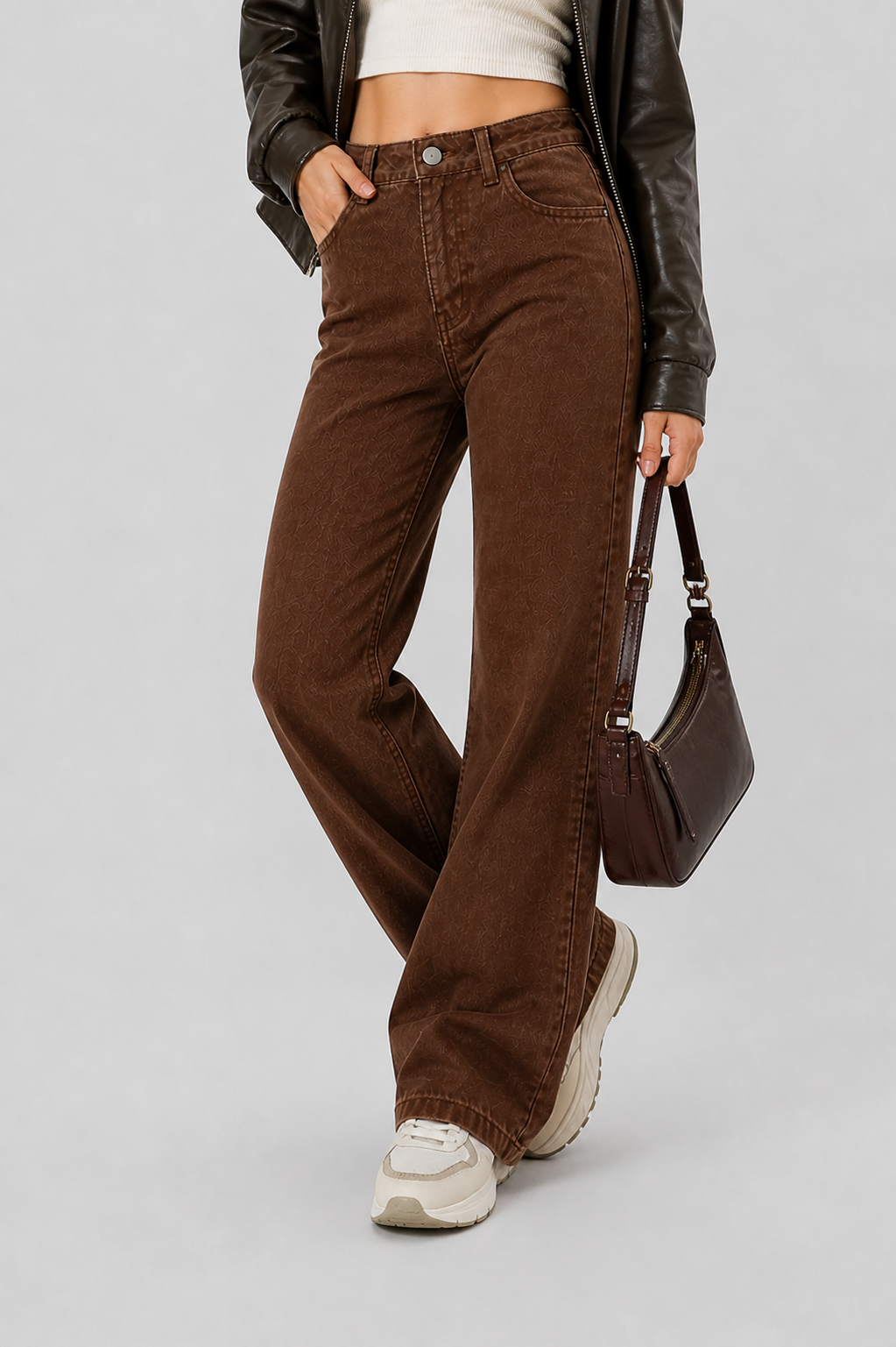 Straight Fit Brown Jeans For Women