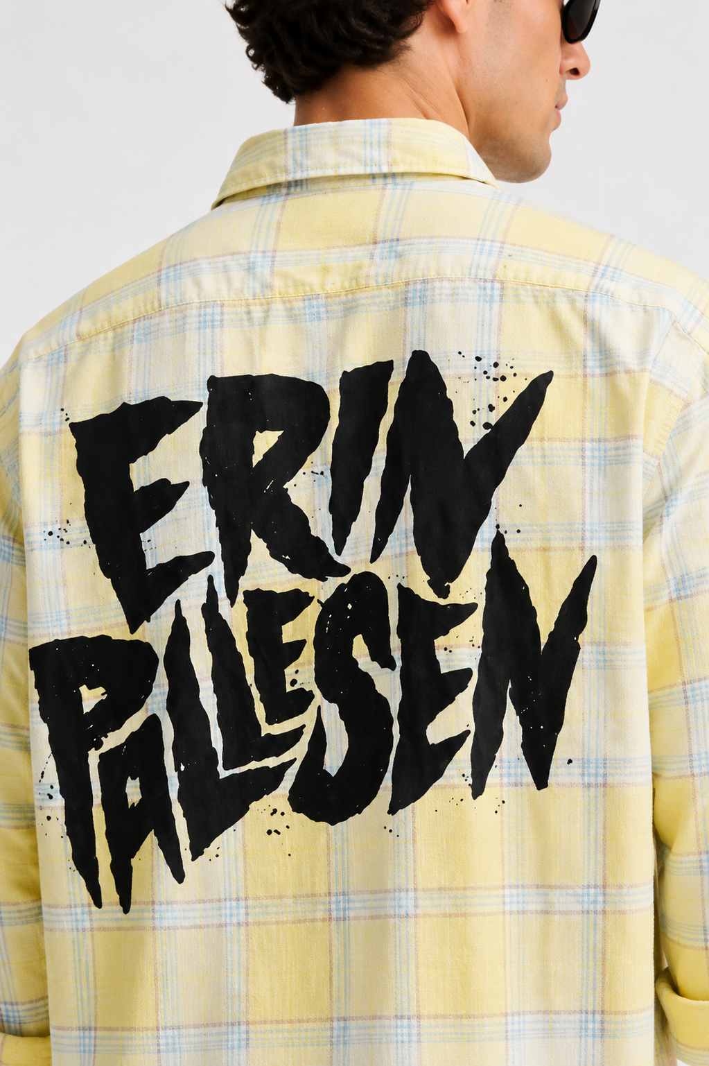 Check Statement Men's Shirt with Back Graphic Print