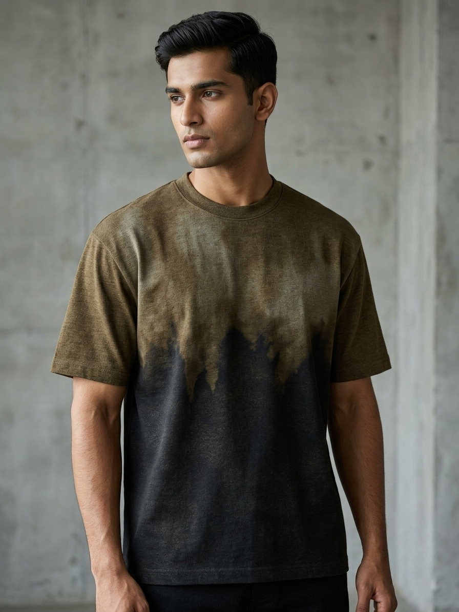 Aoulne’k Men’s Olive & Black Gradient T-Shirt