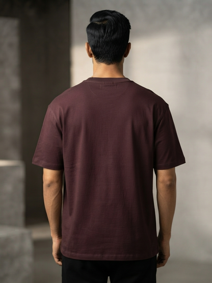 Men's Burgundy 'Fendi Roma' Graphic Relaxed Fit 100% Cotton T-Shirt