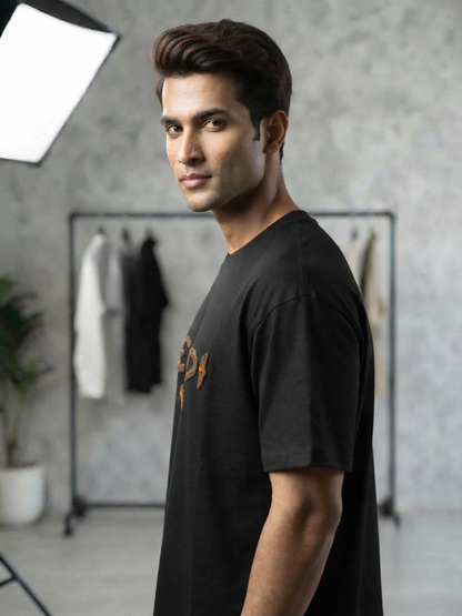 Men's Black 'Fendi Roma' Graphic Relaxed Fit 100% Cotton T-Shirt