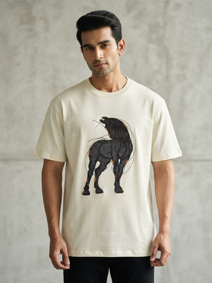 Black Stallion Oversized T-Shirt | Premium Equestrian Graphic Tee