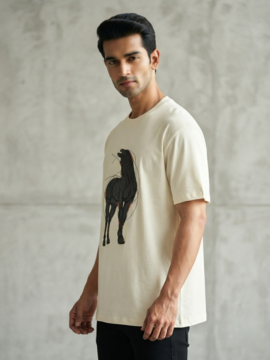 Black Stallion Oversized T-Shirt | Premium Equestrian Graphic Tee