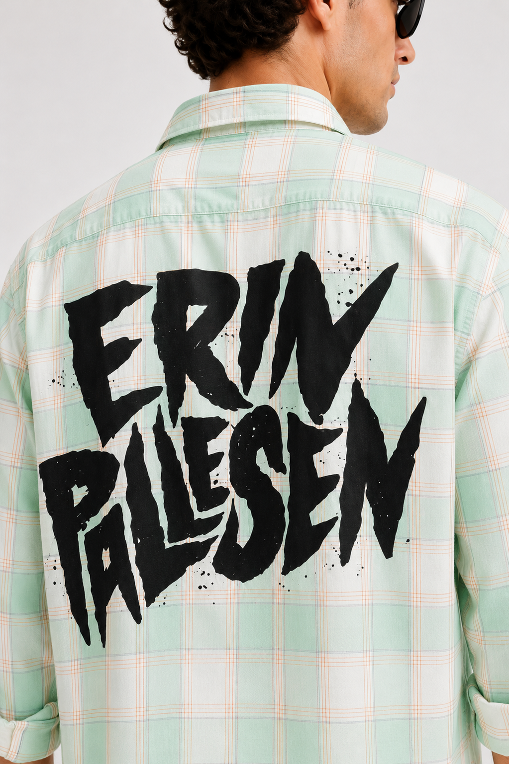Check Statement Men's Shirt with Back Graphic Print