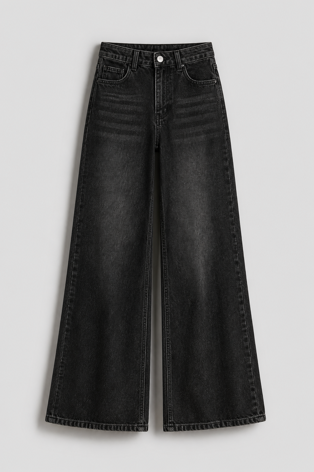 Women’s Premium Wide-Leg Washed Black Denim Jeans