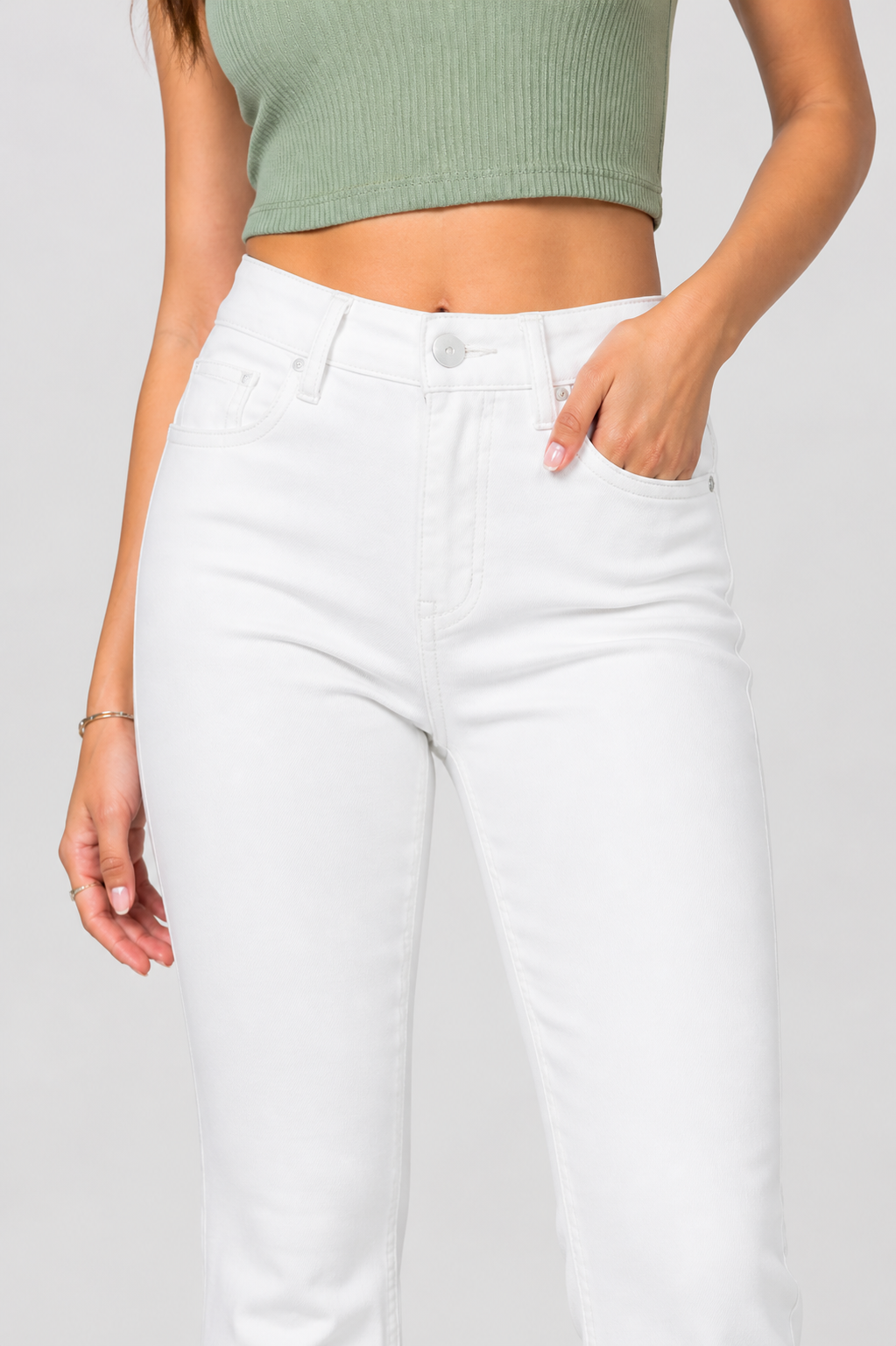 Retro Flare Fit White Jeans For Women