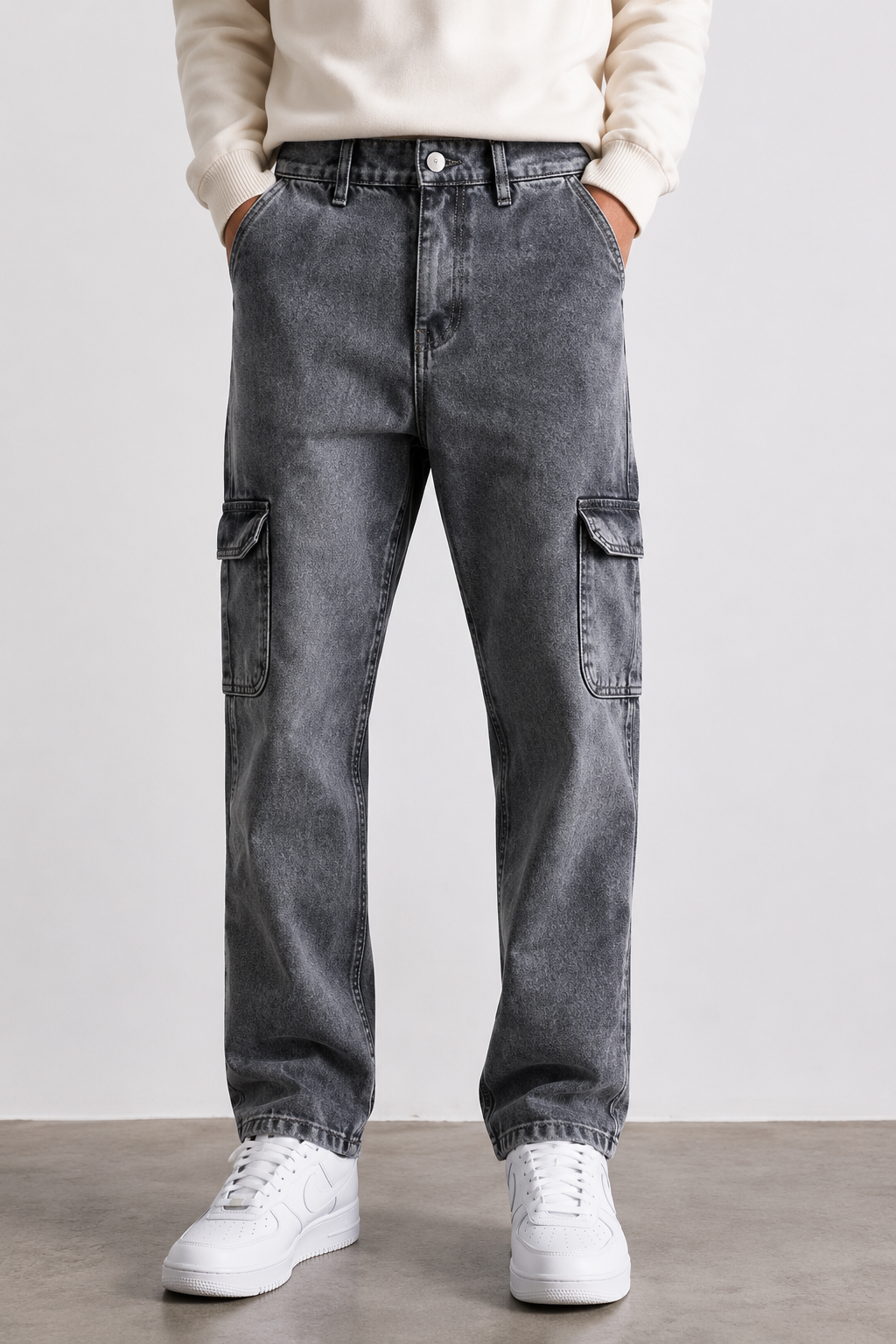 Men’s 6 Pocket Cargo Jeans Grey