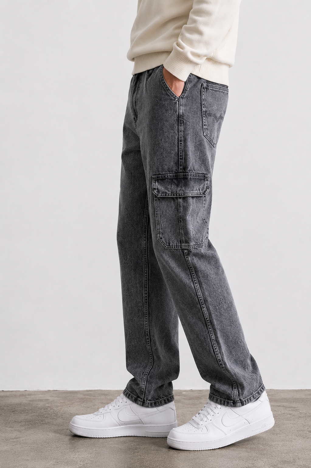 Men’s 6 Pocket Cargo Jeans Grey