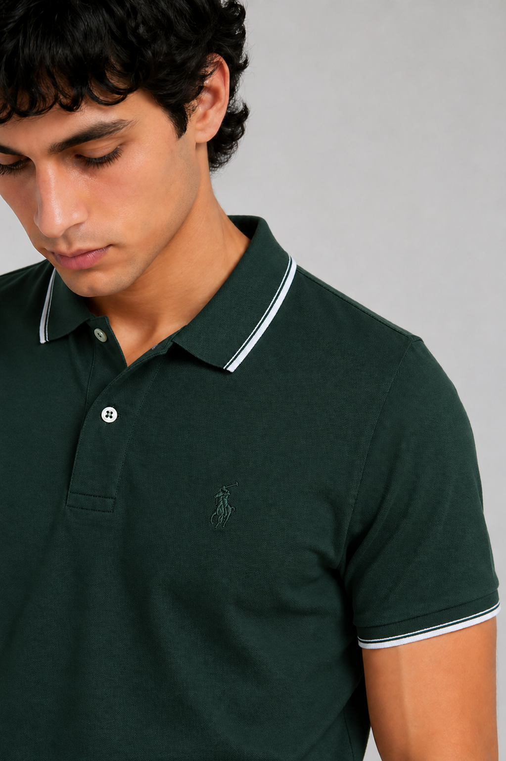 Men’s Stylish Solid Polo T-Shirt with Tipping Collar