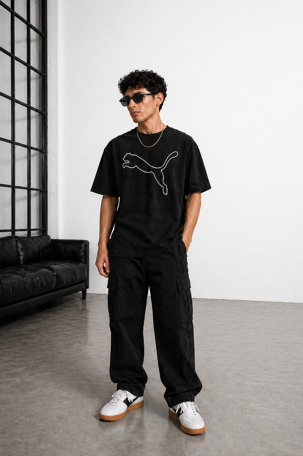 Men’s Classic Oversized T-Shirt with Front Logo Print