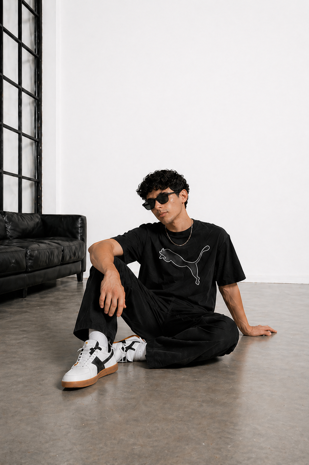 Men’s Classic Oversized T-Shirt with Front Logo Print