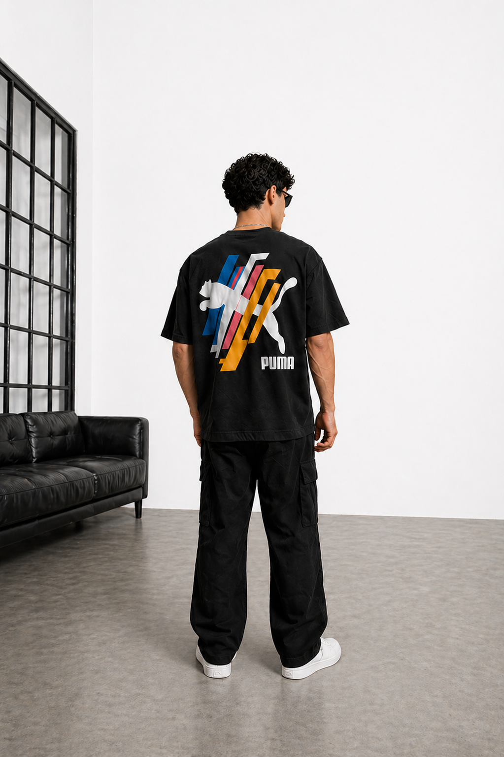 Men’s Classic Oversized T-Shirt with Front Logo Print