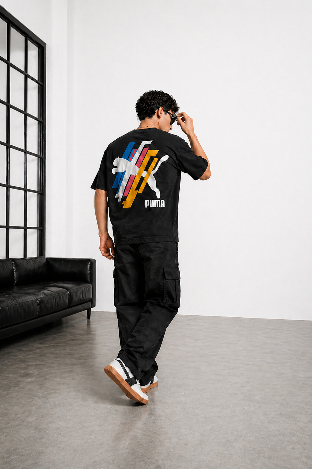Men’s Classic Oversized T-Shirt with Front Logo Print