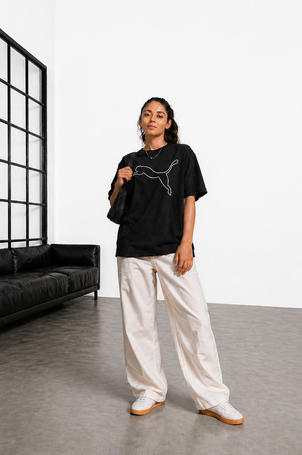 Men’s Classic Oversized T-Shirt with Front Logo Print