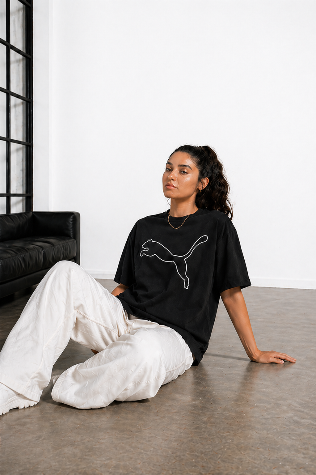 Men’s Classic Oversized T-Shirt with Front Logo Print