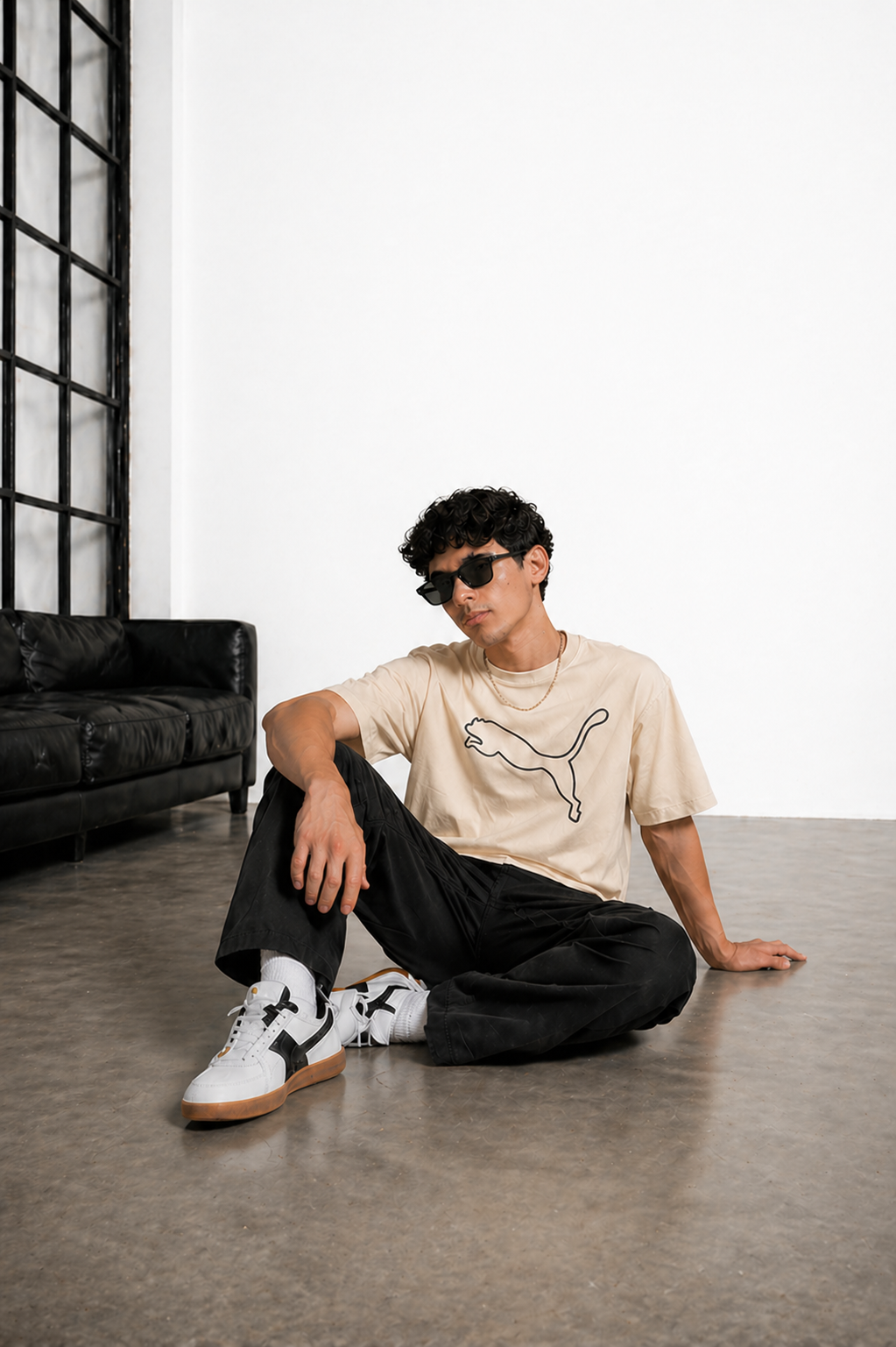Men’s Classic Oversized T-Shirt with Front Logo Print
