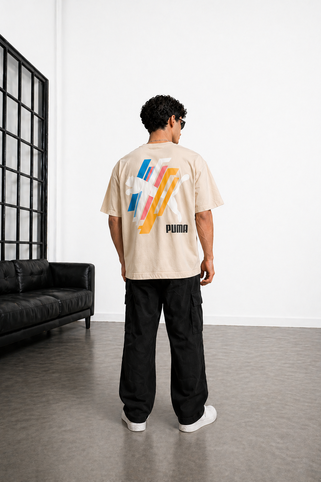 Men’s Classic Oversized T-Shirt with Front Logo Print
