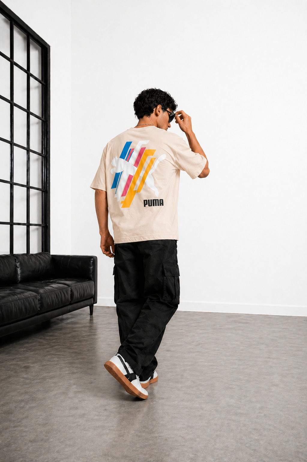 Men’s Classic Oversized T-Shirt with Front Logo Print