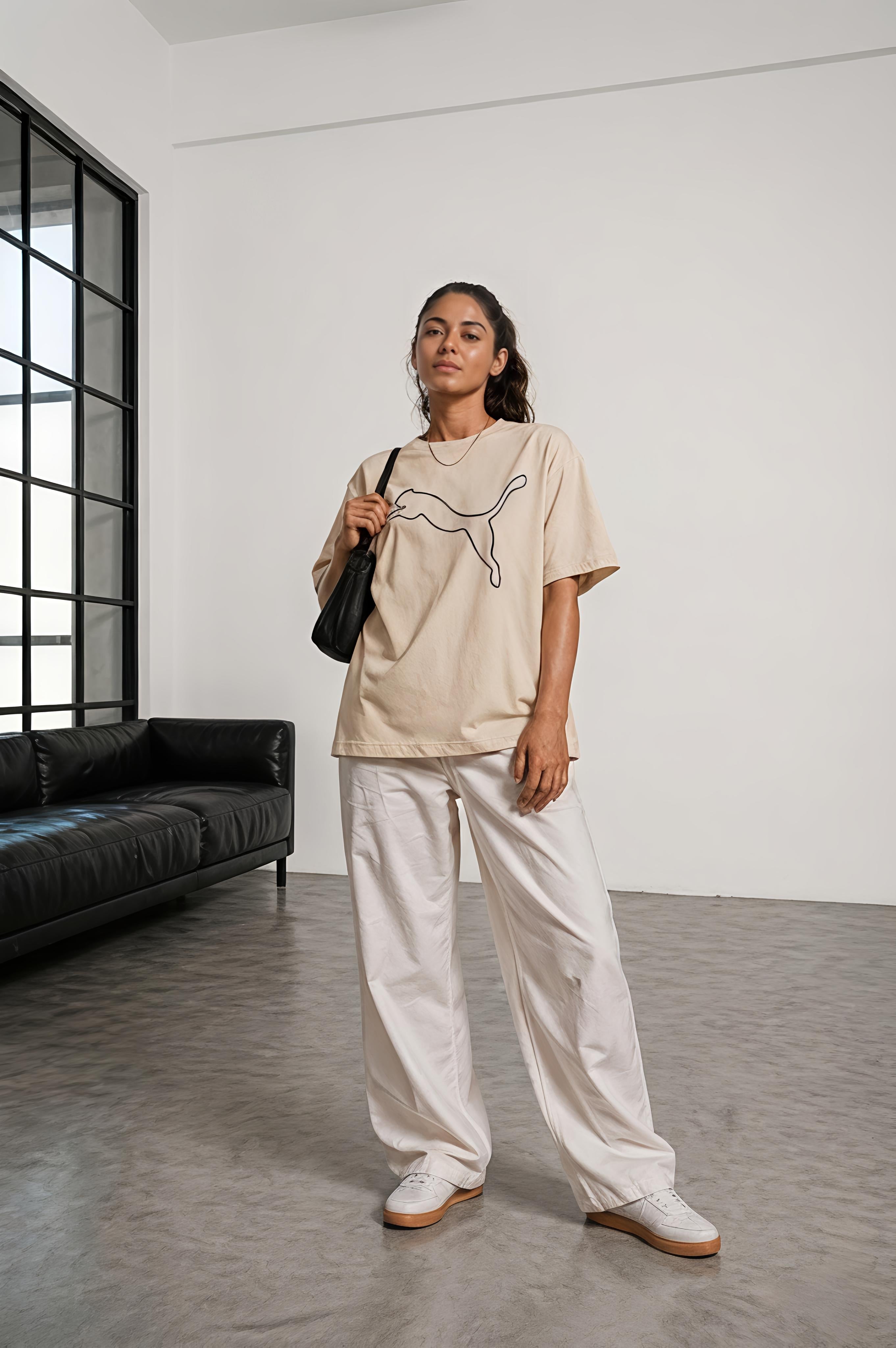 Men’s Classic Oversized T-Shirt with Front Logo Print