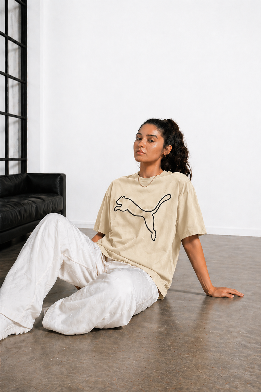 Men’s Classic Oversized T-Shirt with Front Logo Print