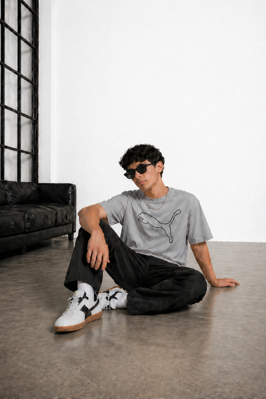 Men’s Classic Oversized T-Shirt with Front Logo Print