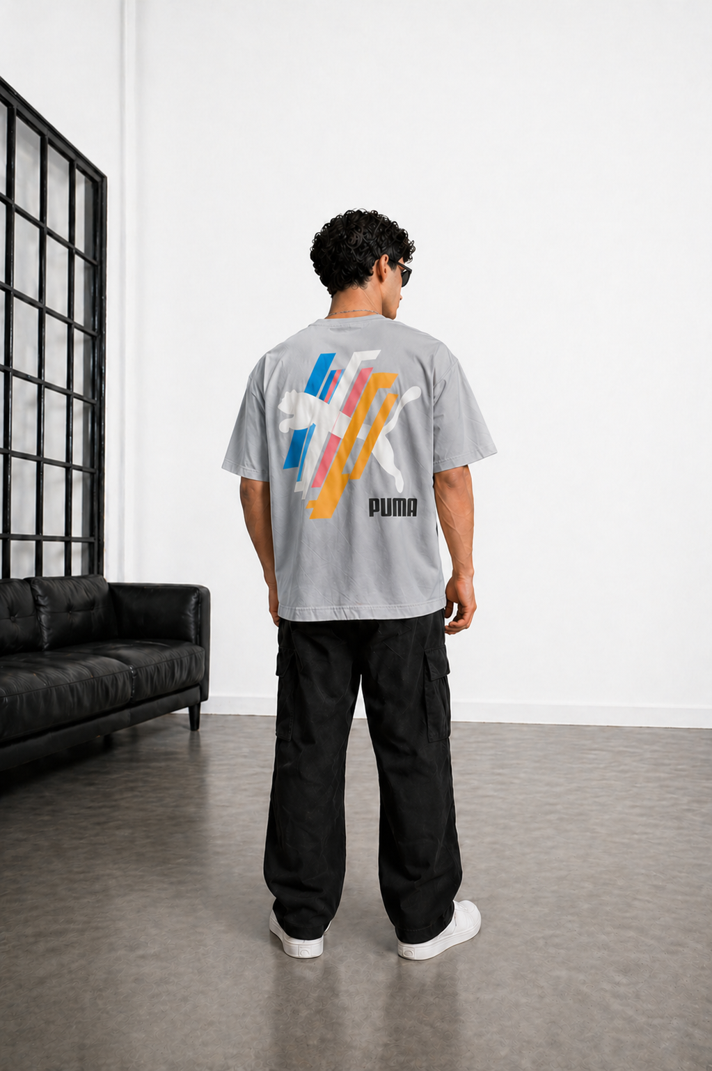 Men’s Classic Oversized T-Shirt with Front Logo Print