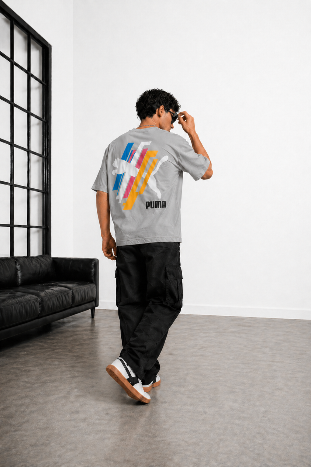 Men’s Classic Oversized T-Shirt with Front Logo Print