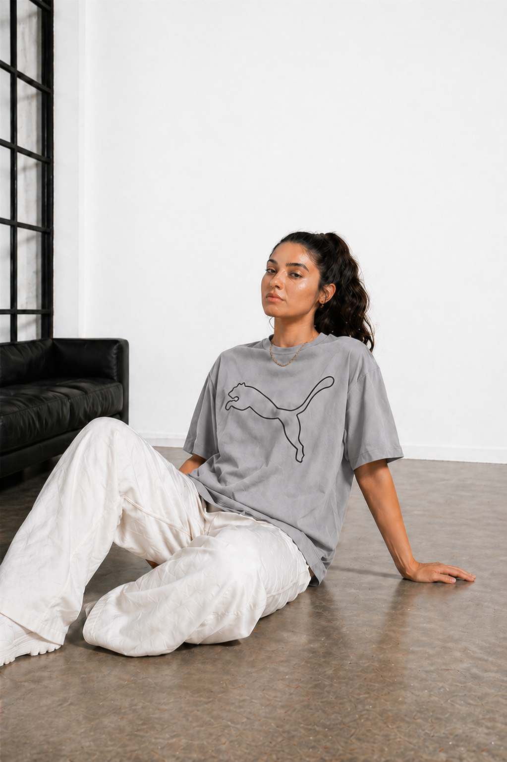 Men’s Classic Oversized T-Shirt with Front Logo Print