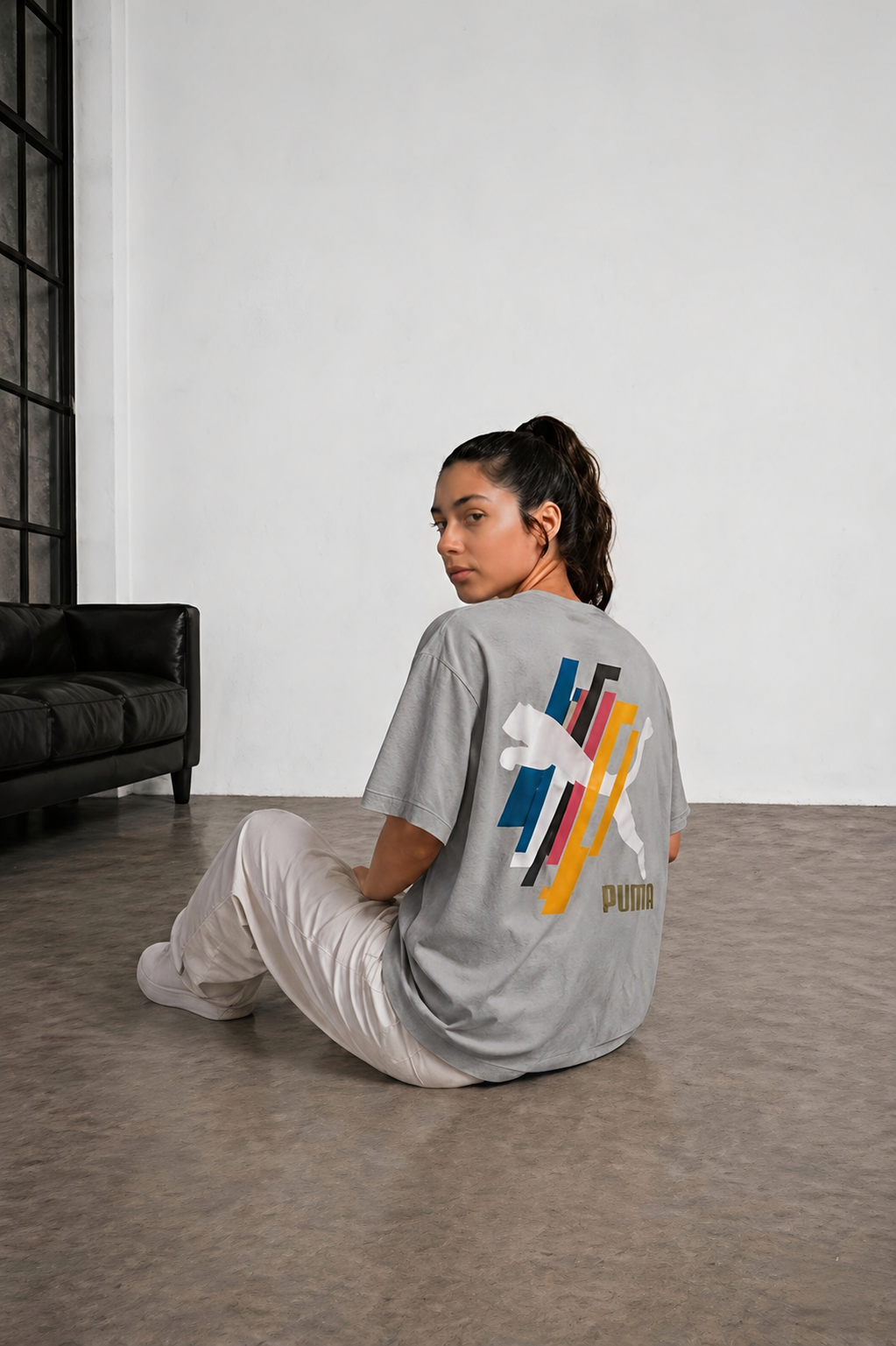 Men’s Classic Oversized T-Shirt with Front Logo Print