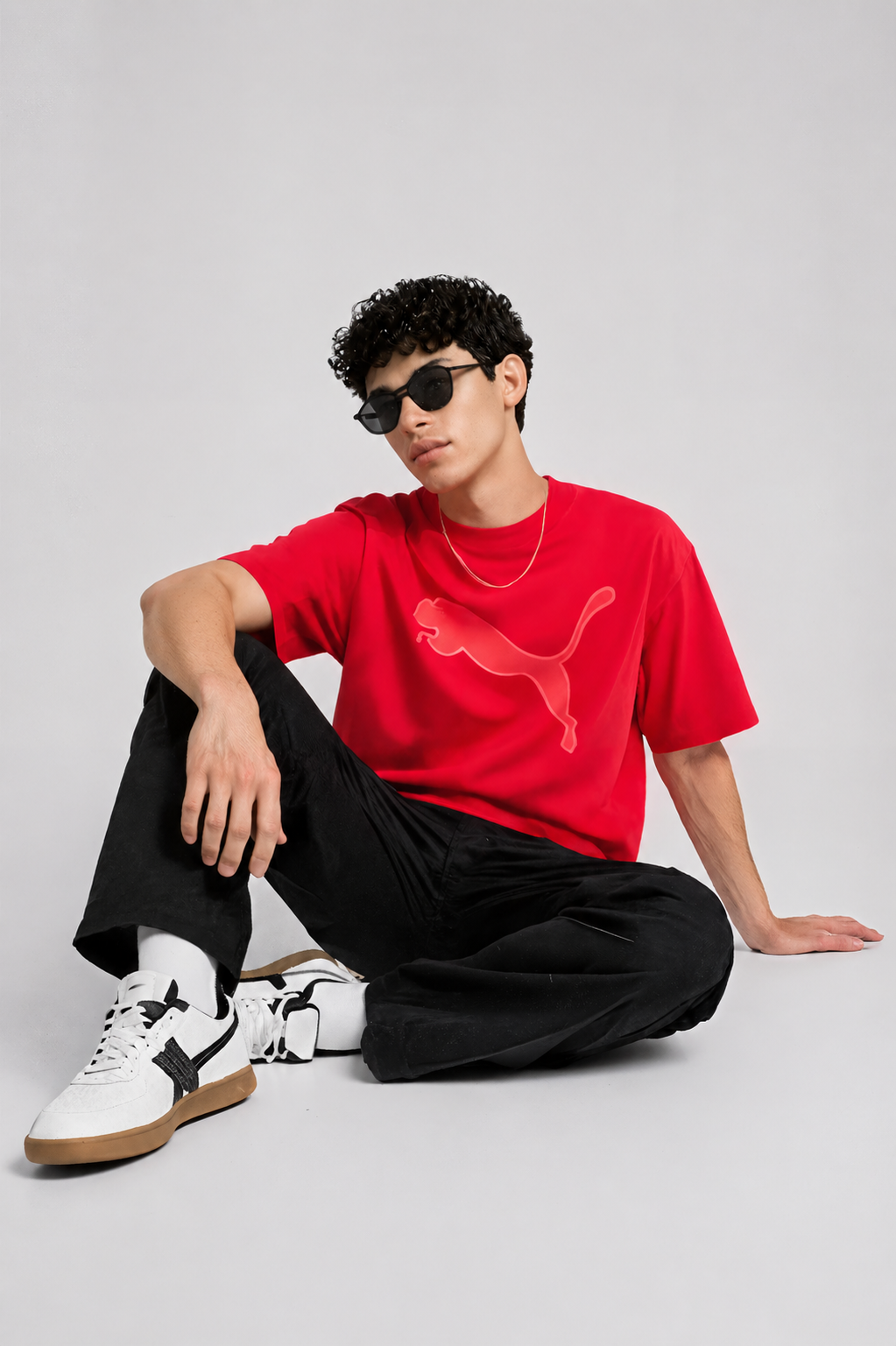 Men’s Classic Oversized T-Shirt with Front Logo Print