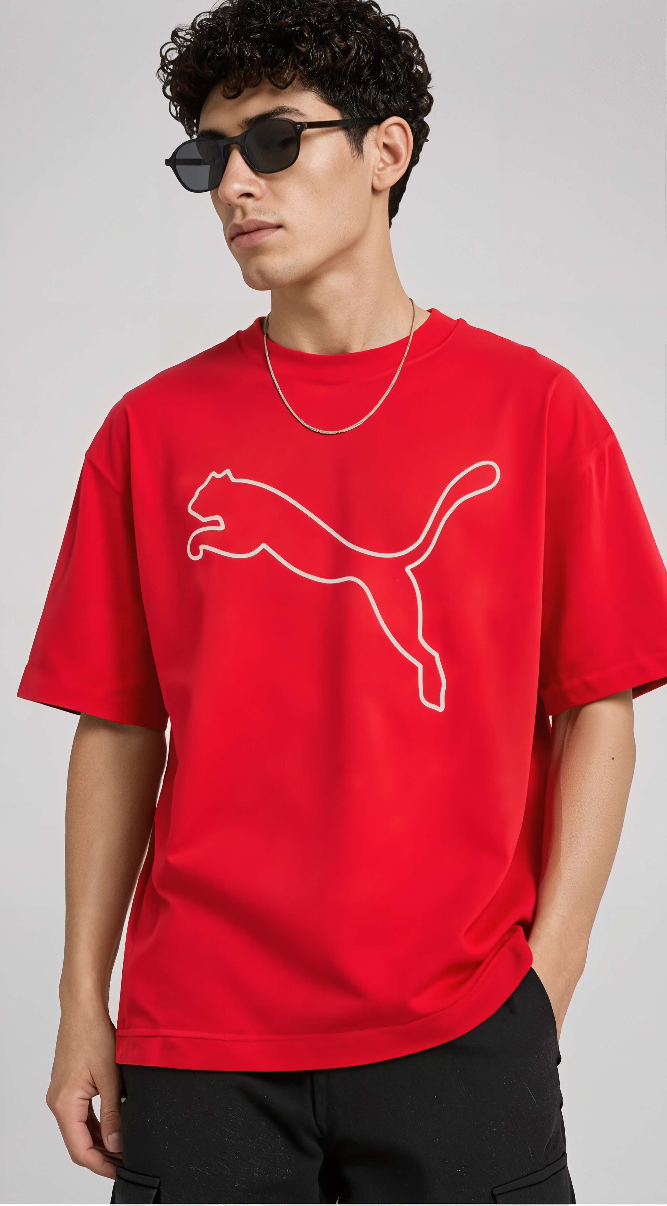 Men’s Classic Oversized T-Shirt with Front Logo Print