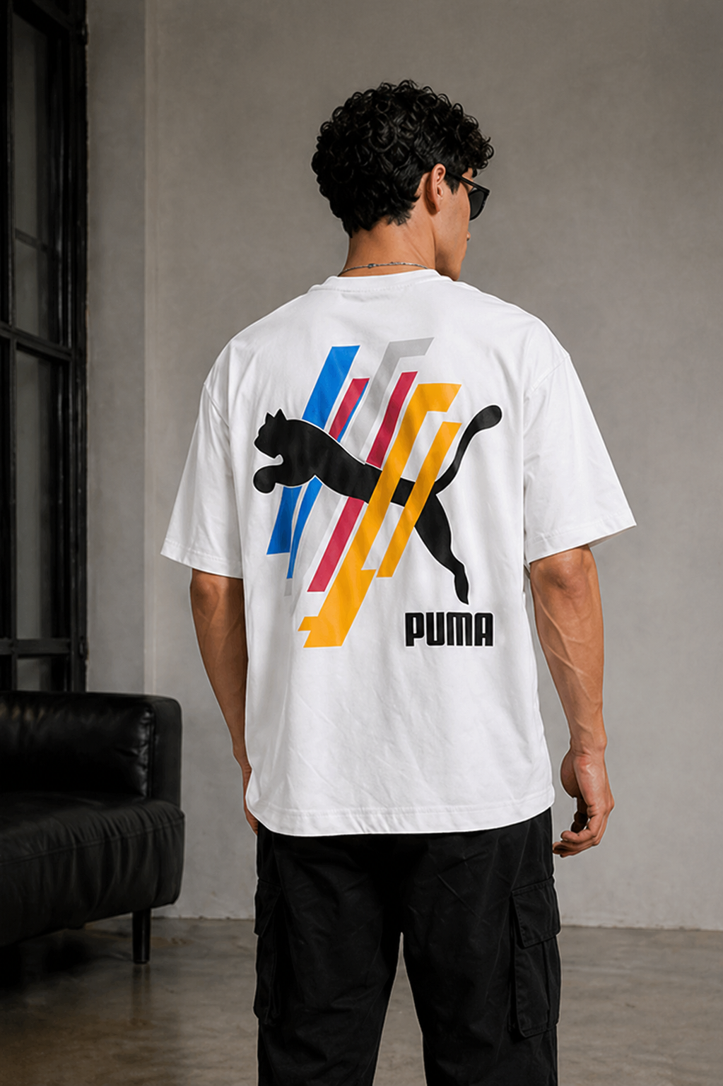 Men’s Classic Oversized T-Shirt with Front Logo Print