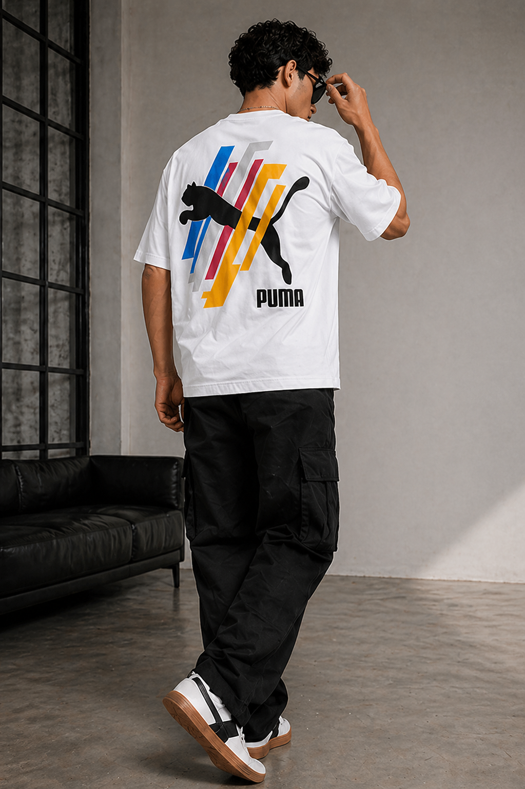 Men’s Classic Oversized T-Shirt with Front Logo Print