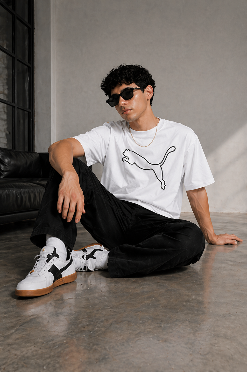 Men’s Classic Oversized T-Shirt with Front Logo Print