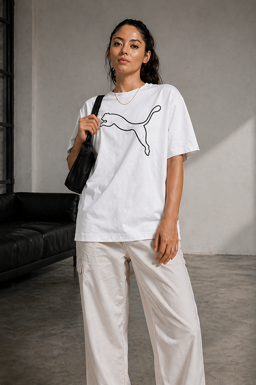 Men’s Classic Oversized T-Shirt with Front Logo Print