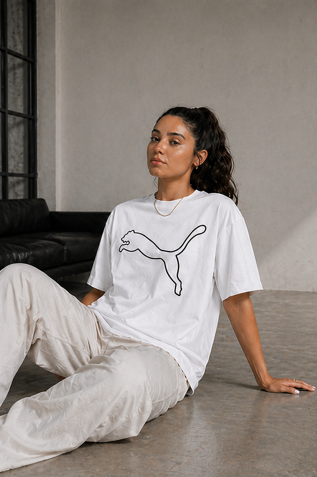 Men’s Classic Oversized T-Shirt with Front Logo Print