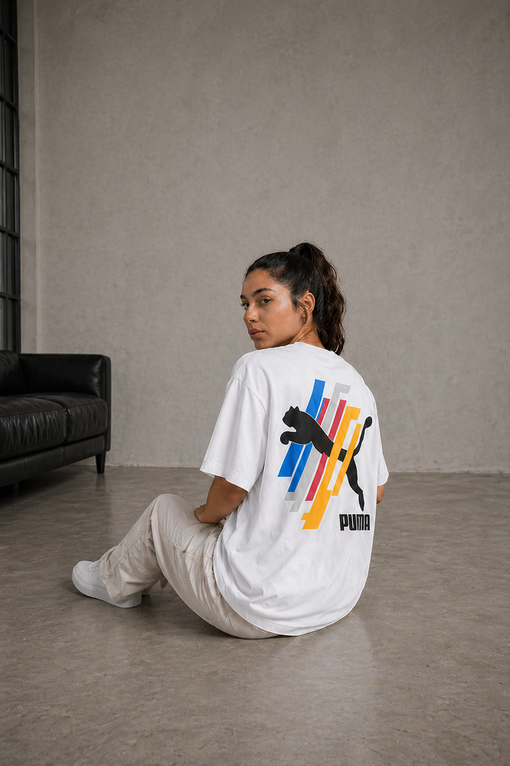 Men’s Classic Oversized T-Shirt with Front Logo Print