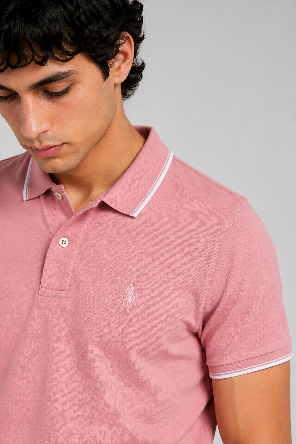 Men’s Stylish Solid Polo T-Shirt with Tipping Collar