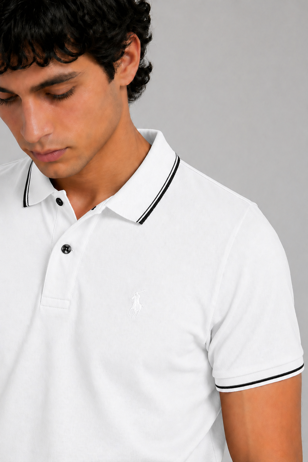 Men’s Stylish Solid Polo T-Shirt with Tipping Collar